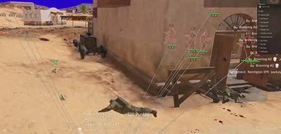 Enlisted prone rifleman with ESP menu and battlefield markers